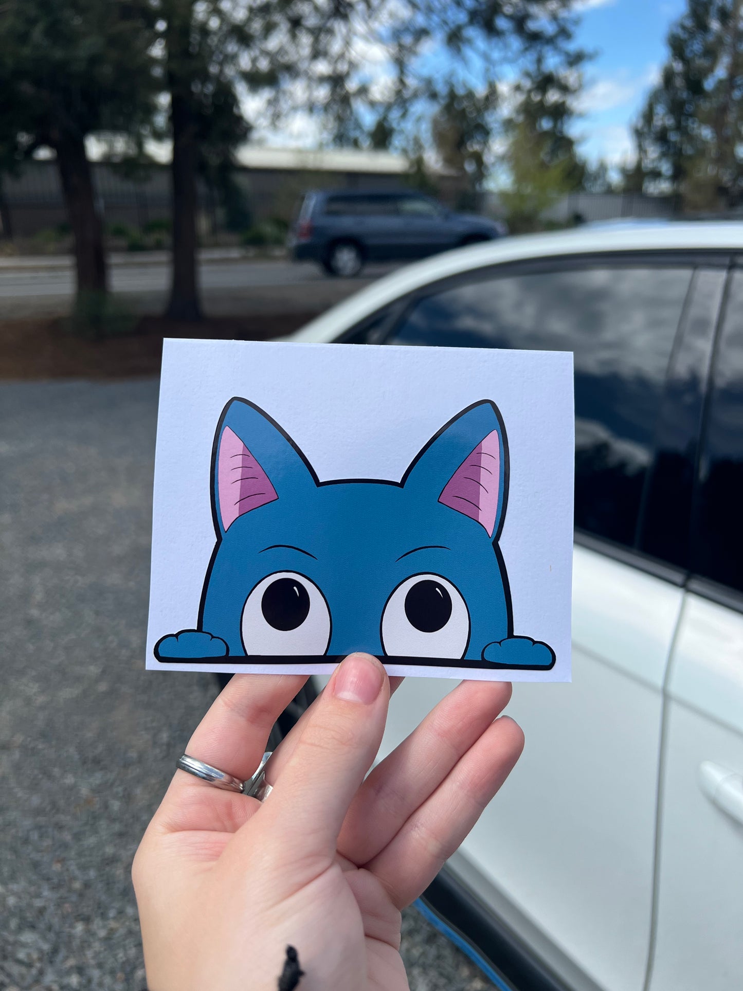 Happy Peeker Sticker, anime car Sticker, Waterproof, anti-fading, Perfect for cars, laptops, windows, Fairy Tail anime