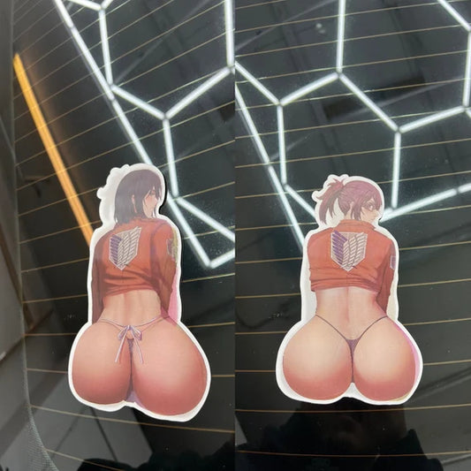 Mikasa Ackerman Hange Zoë Booty Motion Sticker, Waterproof, anti-fading, Perfect for cars, laptops, windows and more! Attack On Titan