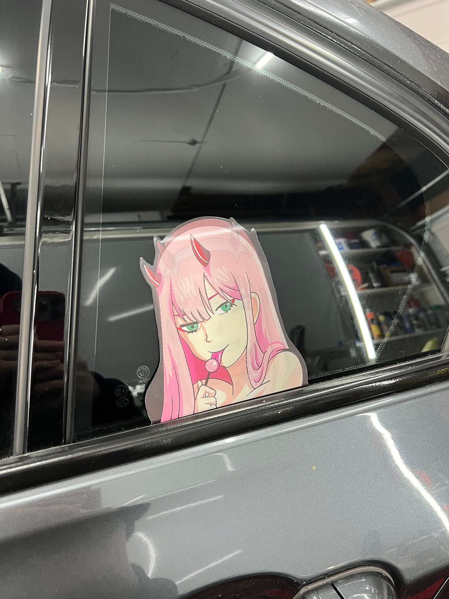 Zero Two Motion Peeker Sticker, Waterproof, anti-fading, Perfect for cars, laptops, windows and more! Darling in the Franxx