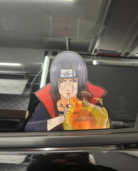 Itachi Uchiha Fire Motion Peeker Sticker, Waterproof, anti-fading, Perfect for cars, laptops, windows and more! Naruto