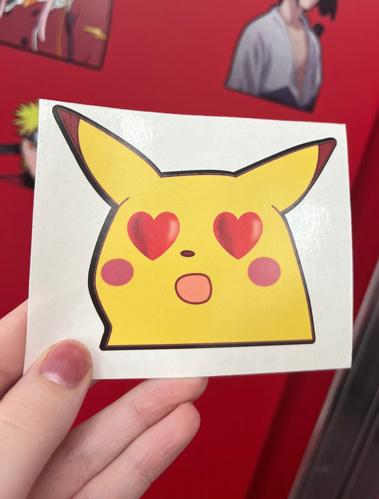 Pikachu Heart Eyes Sticker, Waterproof, anti-fading, Perfect for cars, laptops, windows and more! Pokemon